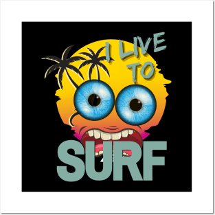 Funky Fred I Live To Surf design Posters and Art